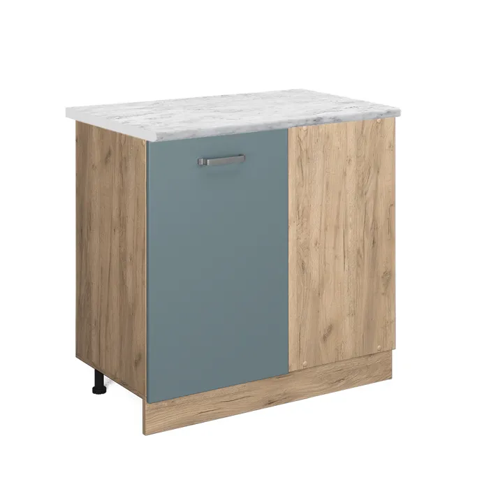 Vicco Meuble dangle Bleu-gris/Chêne doré 86cm plan de travail Marbre