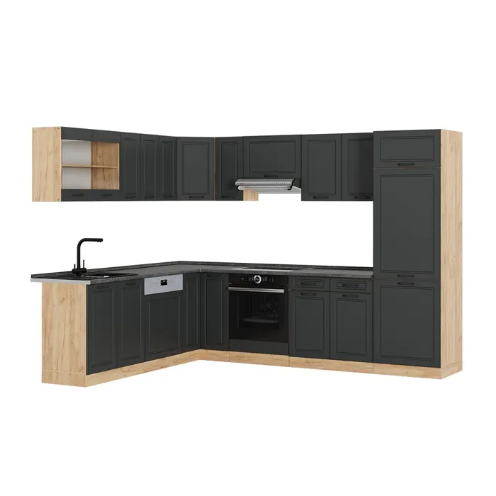 Vicco Cuisine en angle Anthracite campagne/Chêne de force doré 287 x 227 cm sans PT