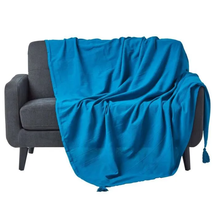 Plaid Rajput Turquoise 255x360cm Jeté De Canapé En Coton Homescapes