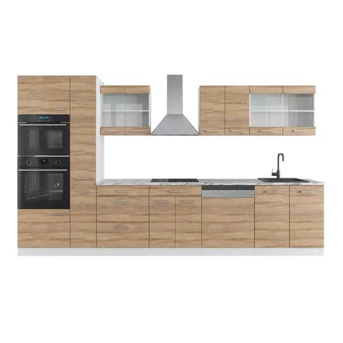 Vicco Cuisine Sonoma/blanc 350cm avec armoire haute, sans PT