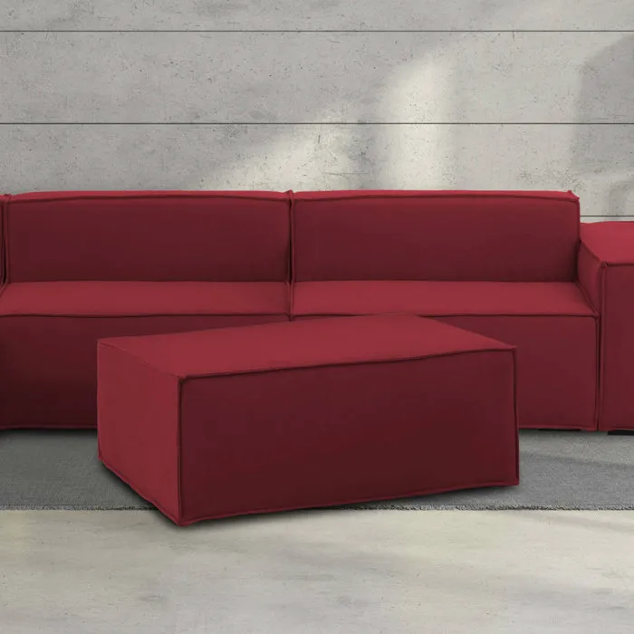 Pouf,en Tissu,rouge,100x70h43 Cm