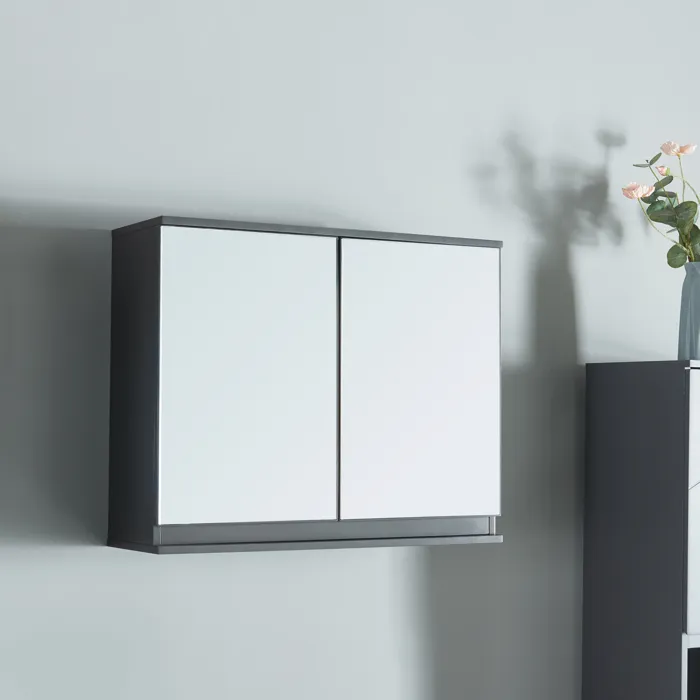 Armoire murale de salle de bains avec miroir Overath 60 x 20 x 50 cm gris en.casa