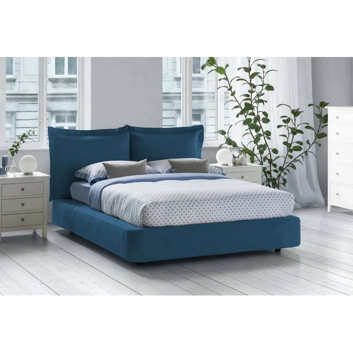 Lit double Adi, housse amovible bleu