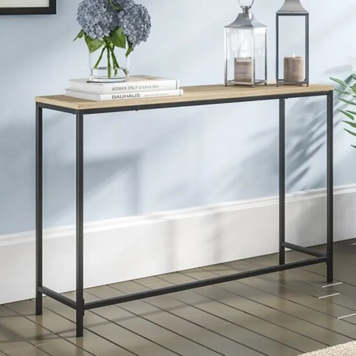 Table console Kronoby 80 x 100 x 30 cm noir et effet bois en.casa