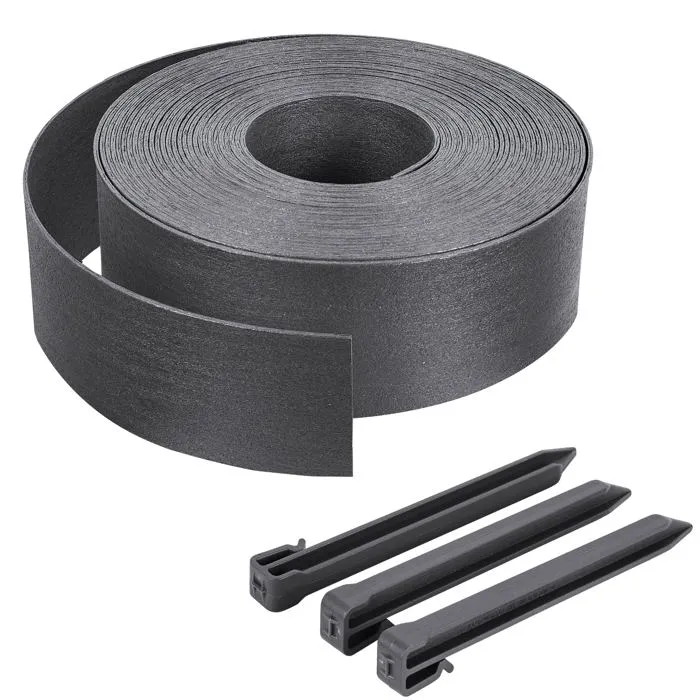 Vounot Bordure De Jardin Pe Flexible 20m X 8 Cm Avec Piquets Gris
