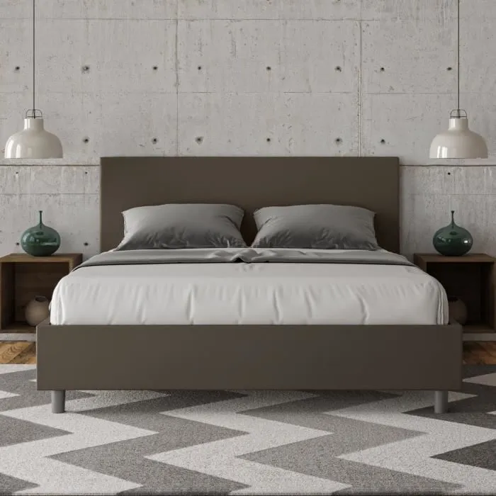 Lit Sans Sommier Rembourré 160x210 Similicuir Cappuccino Adele