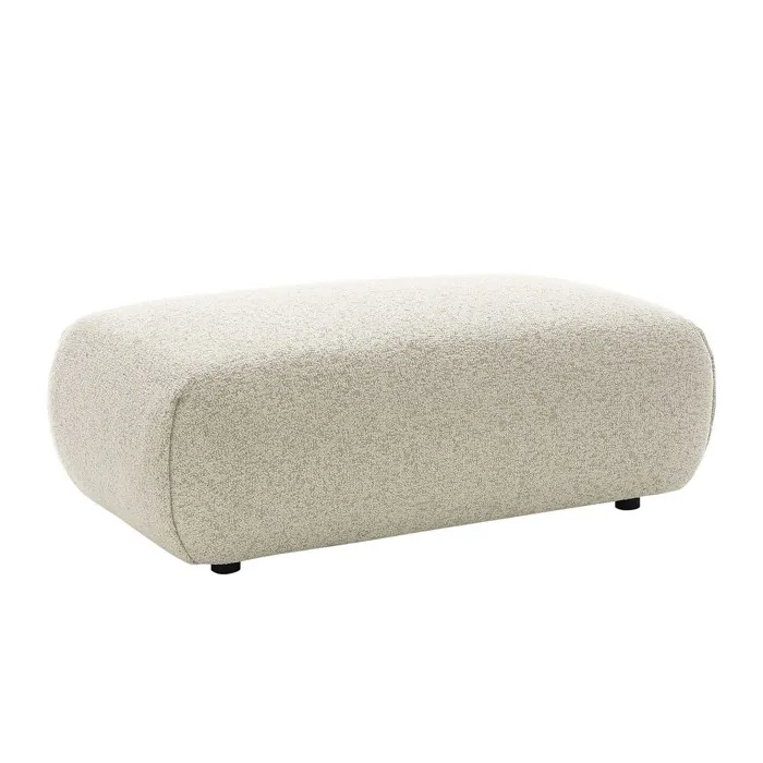 Pouf en tissu chiné beige MONELIA