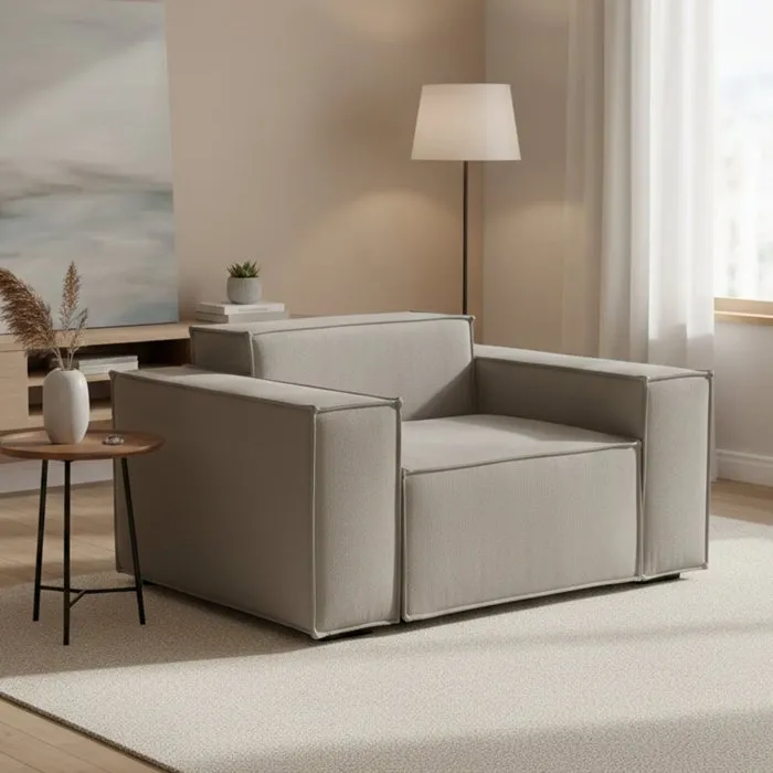 Fauteuil,en Tissu,gris Tourterelle,140x95h70 Cm