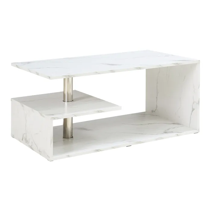Table basse Haarlem 90 x 50 x 41 cm effet marbre blanc en.casa