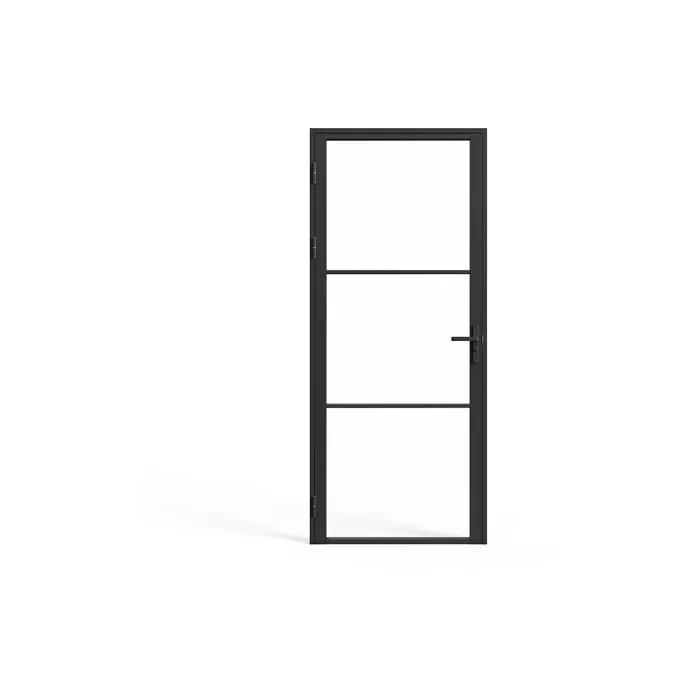 Bloc porte réversible en aluminium et verre trempé - H204 x L93 cm - Noir - MASERU