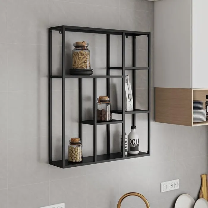 Etagère murale Jämijärvi acier 90 x 75 x 18 cm noir en.casa