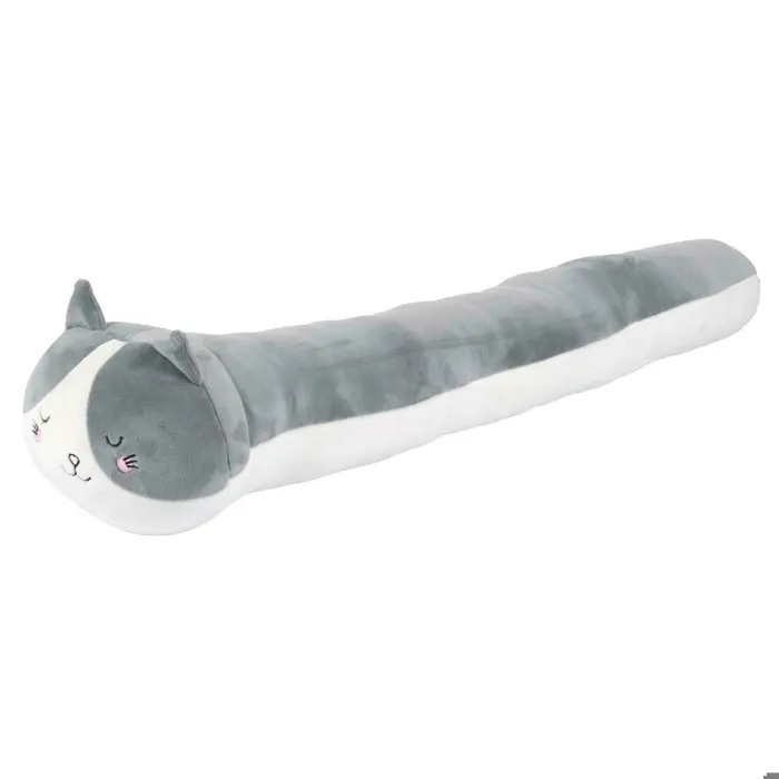 Boudin de porte en polyester chat collection KAWAII gris et blanc