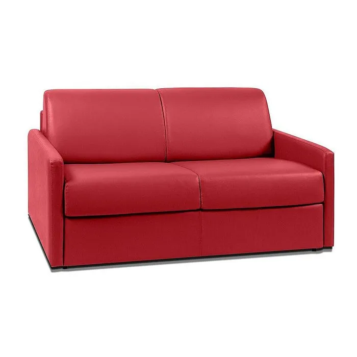 Canapé 2 places convertible express en simili rouge - Couchage 120 cm - Matelas 14 cm CALIFE