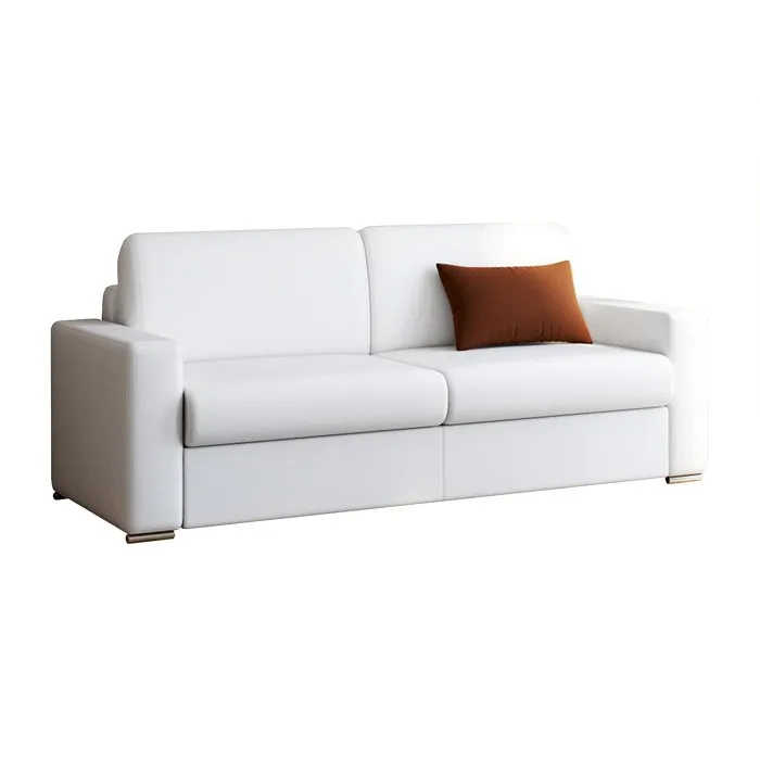 Canapé 4 places convertible express en simili blanc - Couchage 160 cm - Matelas 14 cm CALITO
