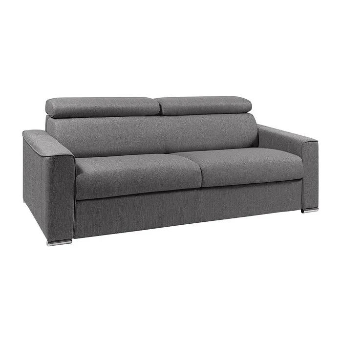 Canapé 4 places convertible express en tissu gris - couchage 160 cm - Matelas 16 cm mémoire de forme VIZIR