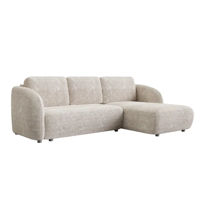 Alanya - Canapé D'angle Convertible Avec Coffre En Tissu Beige - Angle Droit