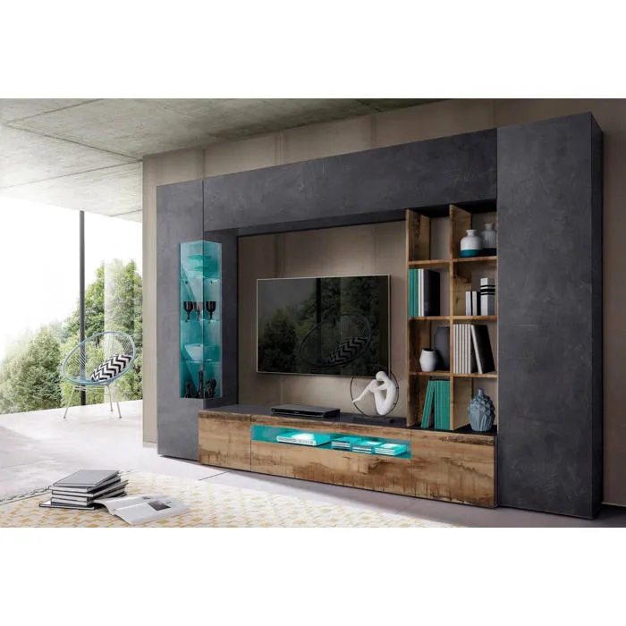 Meuble Tv Effet Bois Beige, Ardoise 290x40cm