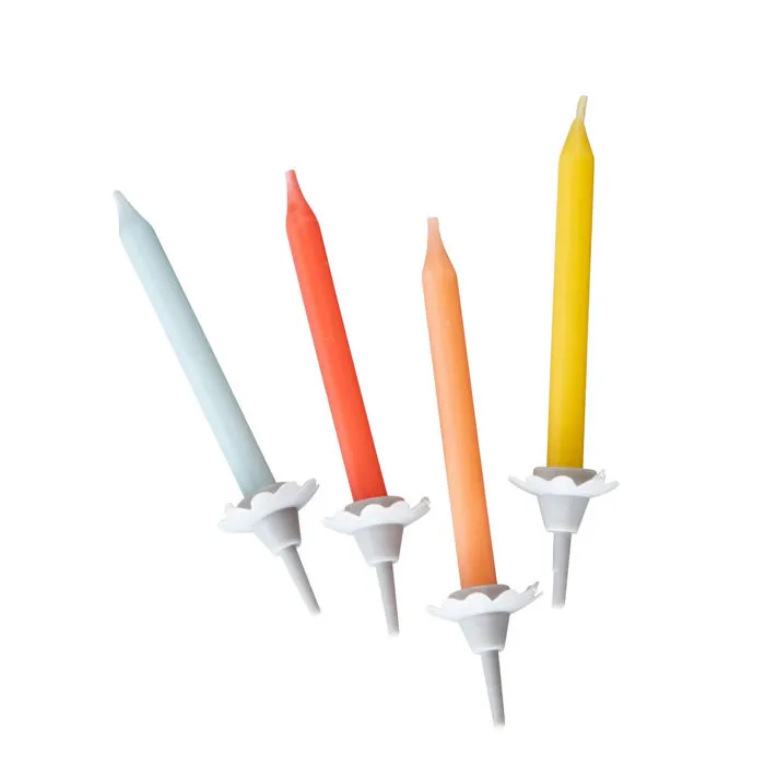 Lot de 24 bougies d'anniversaire et 12 bobèches Fackelmann Rio Party