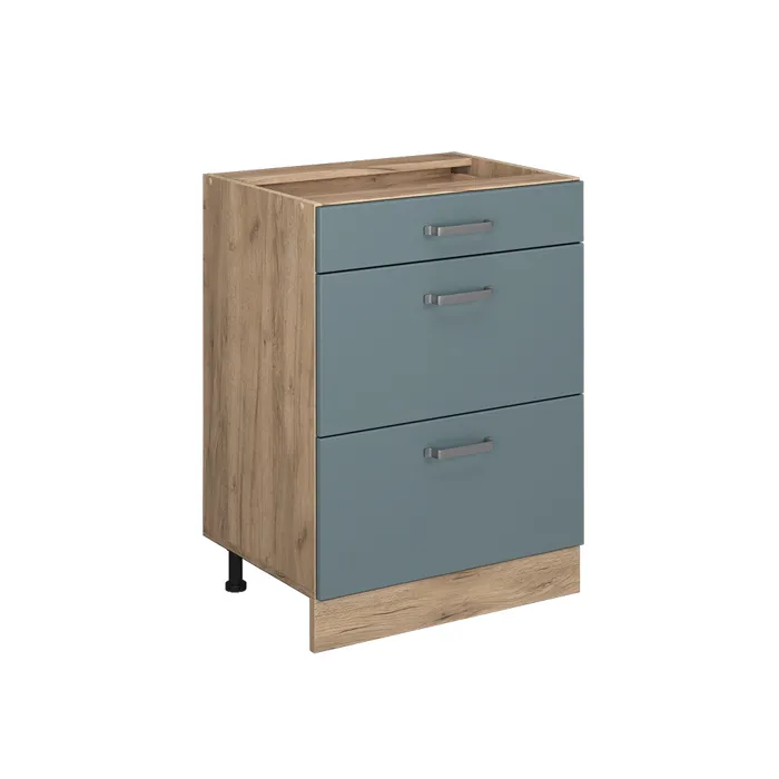 Vicco Meuble cuisine Bleu-gris 60cm avec tiroirs, sans PT