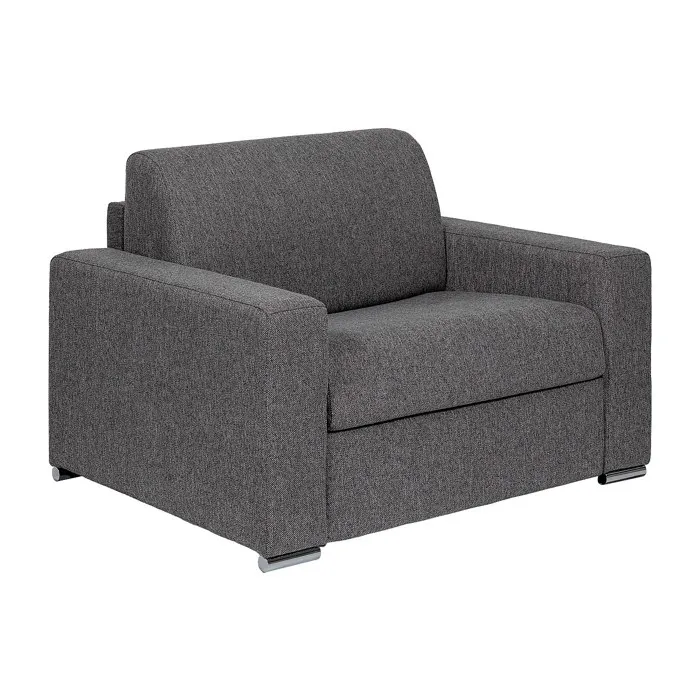 Fauteuil convertible express en tissu chiné anthracite - Couchage 70 cm - Matelas 14 cm - CALITO