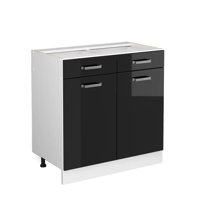 Vicco Meuble cuisine Noir Haute brillance 80cm sans PT