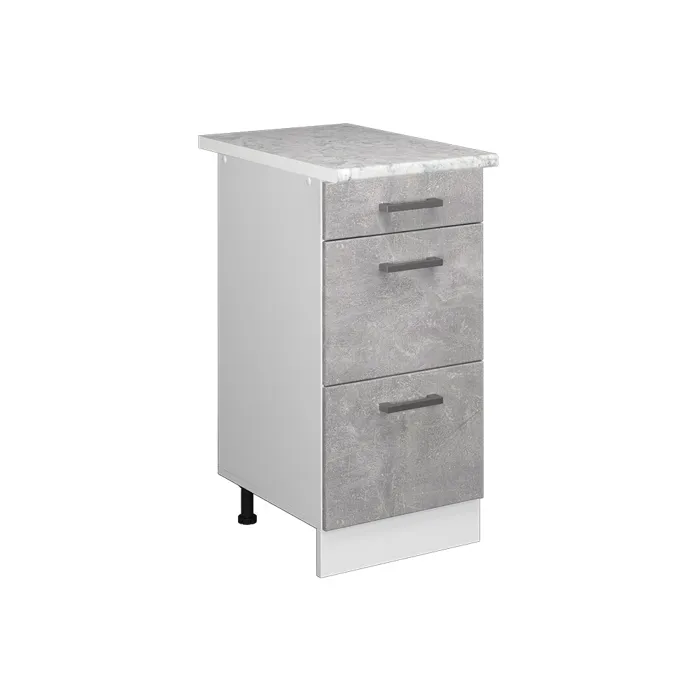 Vicco Meuble cuisine Béton 40cm avec tiroirs, PT Marbre