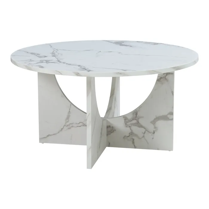 Table basse Rindal 80 x 42 cm effet marbre blanc en.casa
