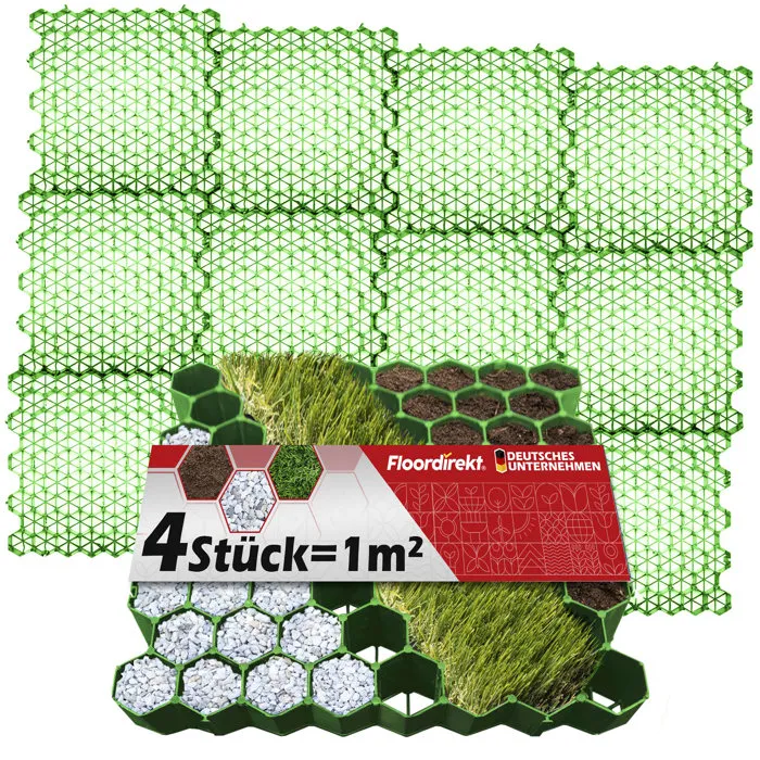 Lot De 4 Dalles Stabilisatrices Paddock, Vert, 50 X 50 Cm