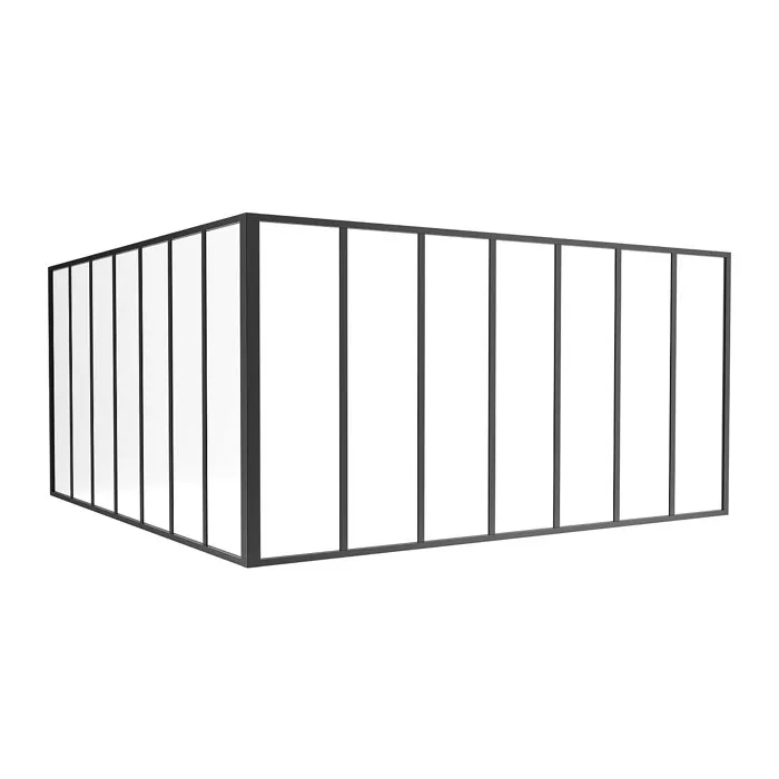 Verrière d'angle d'atelier en aluminium thermolaqué noir 210 x 210 x 105 cm (L x l x H) - BAYVIEW