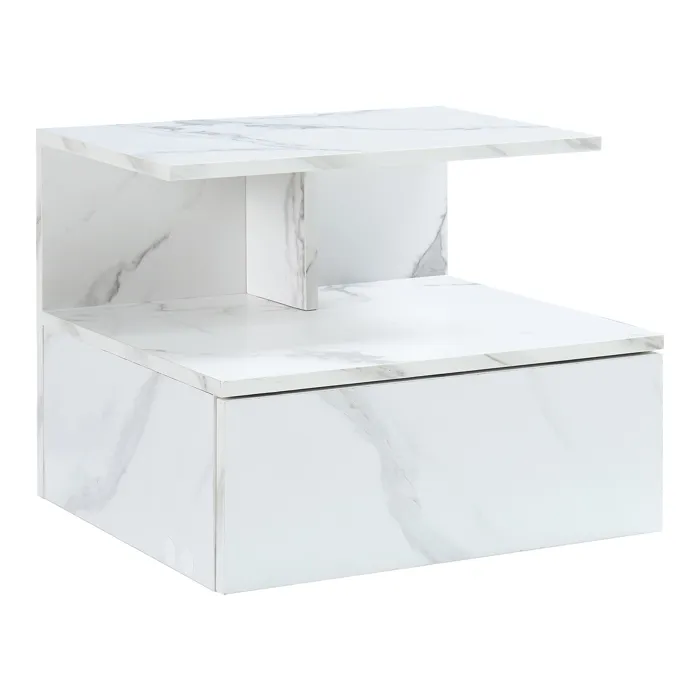 Étagère murale Amberg 40 x 35 x 31 cm effet marbre blanc en.casa