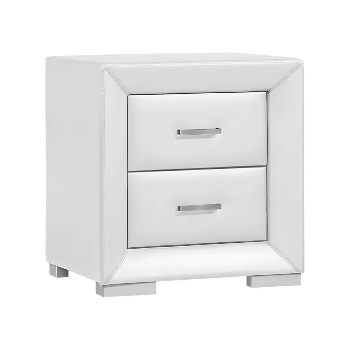 Table de chevet - 2 tiroirs - Simili blanc - CAPITOLE
