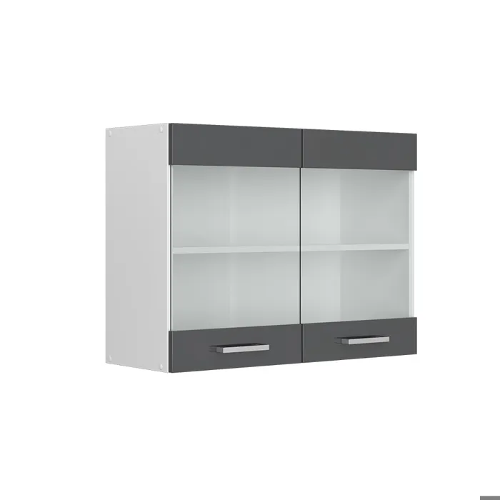 Vicco Meuble de cuisine haut vitré Anthracite Haute brillance 80cm