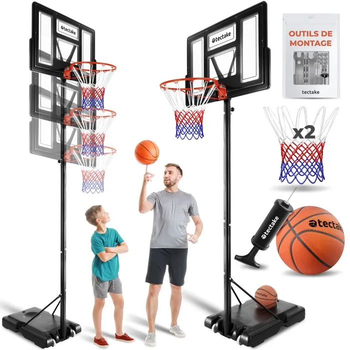 Panier de basket avec ballon et pompe inclus socle à remplir