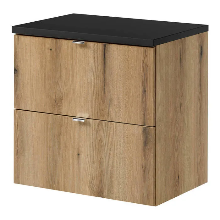 Meuble sous lavabo NEWPORT avec 2 tiroirs 60 x 60 x 40 cm effet chêne noir en.casa
