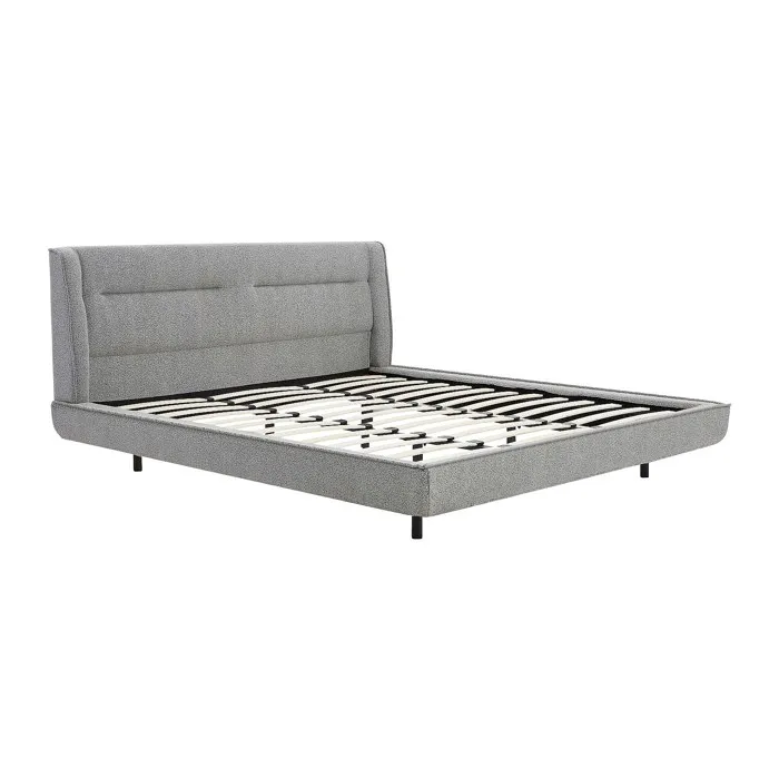 Lit 180 x 200 cm - Tissu bouclette - Gris - ISYDE