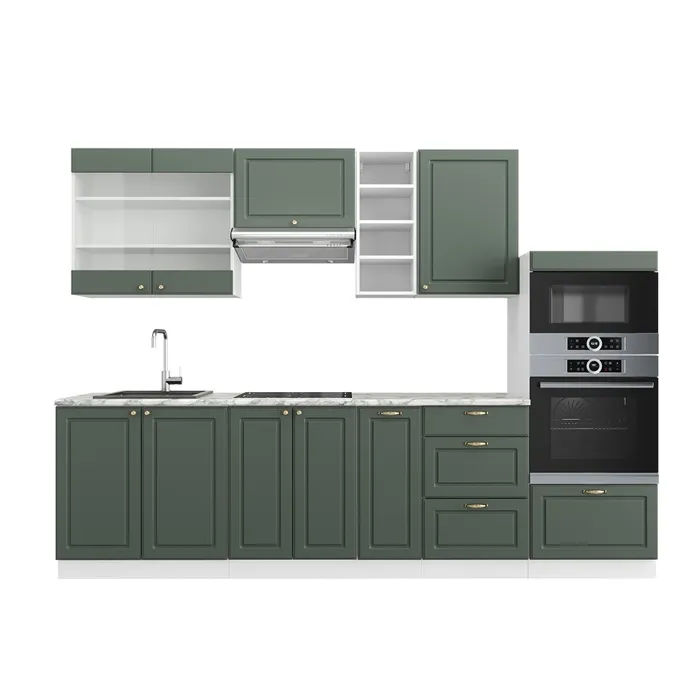 Vicco Cuisine Vert-Or Landhaus/Blanc 280cm, PT Marbre