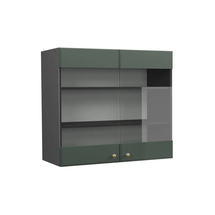 Vicco Meuble de cuisine haut vitré Vert Or Campagne 80cm