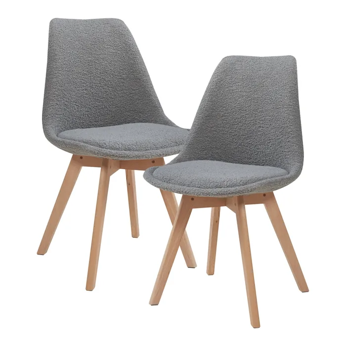 Lot de 2 chaises de salle à manger Fläten bouclé gris en.casa