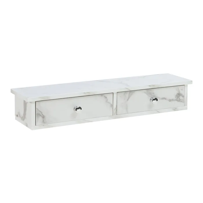 Étagère murale Geeste 10 x 60 x 15 cm effet marbre blanc en.casa