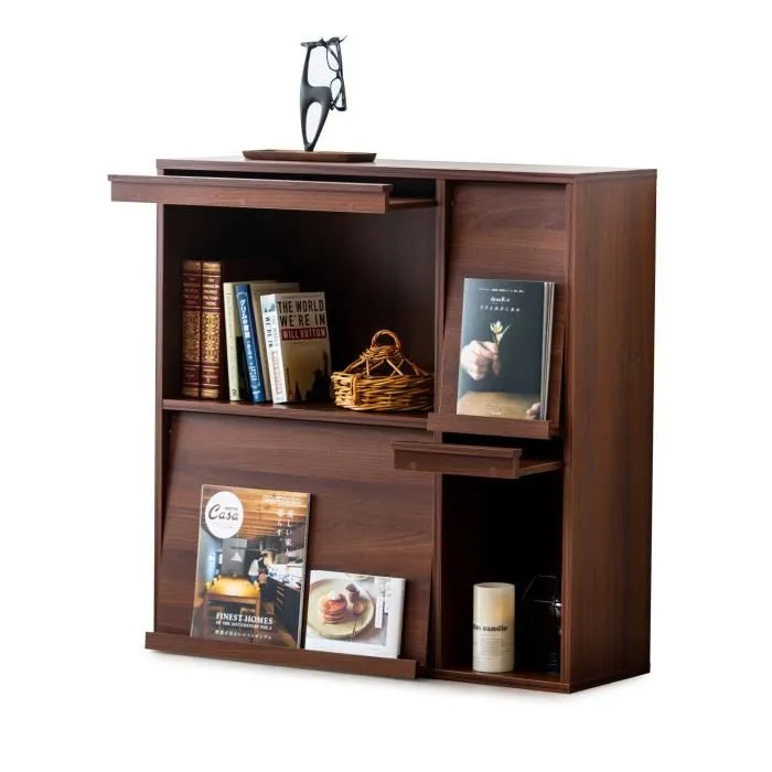 Iris Ohyama, Meuble, étagère, Bibliothèque de rangement, Avec 4 portes, FR-F4 Marron, L33.8 x P89 x H90 cm