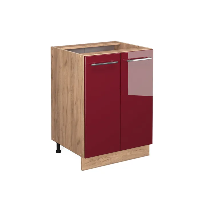 Vicco Meuble bas de cuisine Rouge bordeaux Haute brillance 60cm sans PT