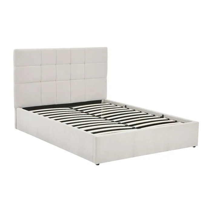Lit coffre 140 x 190 cm - Tissu - Beige - HOPEYA