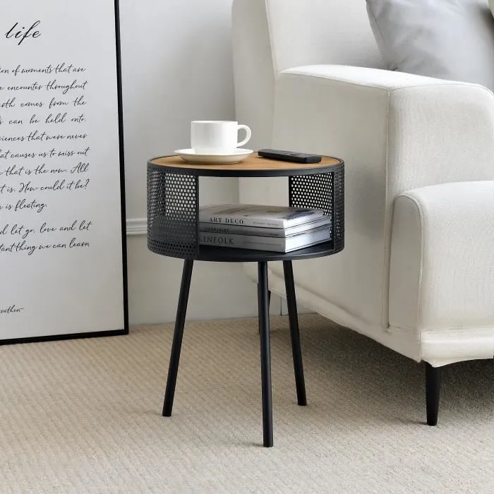 Table d'appoint Bjoernsund 45 x 34 cm noir effet bois en.casa