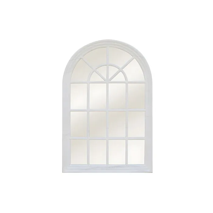 Miroir fenêtre en bois de paulownia - L. 80 x H. 120 cm - Blanc effet vieilli - MONTESQUIEU
