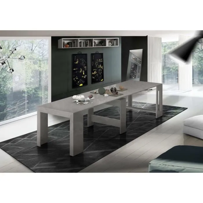 Console Extensible,effet Bois,gris,300x90h77 Cm