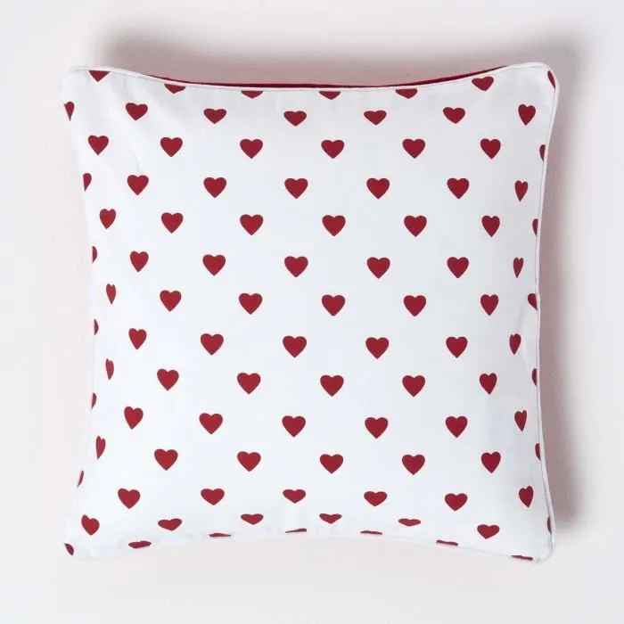 Housse De Coussin À Imprimé Coeur Rouge, 45x45cm - Homescapes