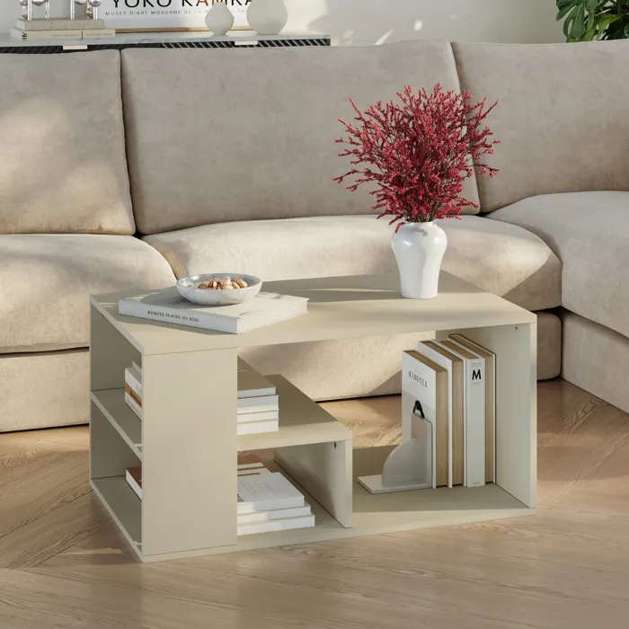 Table basse Antaa 80 x 50 x 40 cm sable en.casa