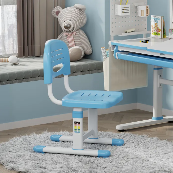Chaise de bureau pour enfants Sauda réglable en hauteur bleu ciel / blanc en.casa