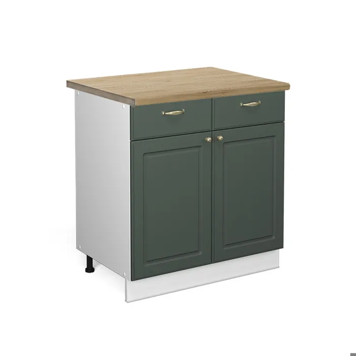 Vicco Meuble cuisine Vert Or Campagne/Blanc 80cm plan de travail Chêne doré