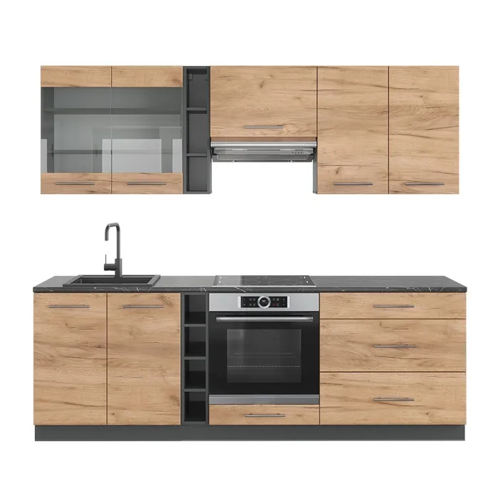 Vicco Cuisine Chêne doré/anthracite 235cm sans PT